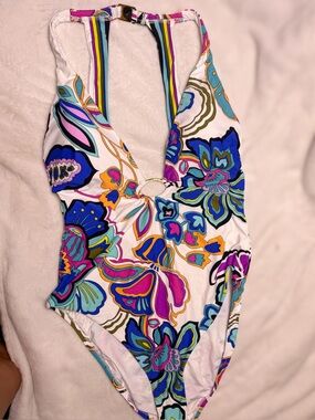NWT Trina Turk Mandalay Floral Plunge One-Piece Swimsuit Luxury Statement Piece